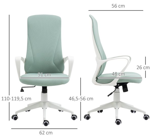 Vinsetto Sedia da Ufficio Ergonomica e Imbottita con Altezza Regolabile e Dondolo, 62x56x110-119.5 cm, Verde | Aosom Italy