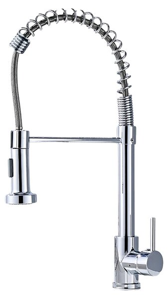 Rubinetto da cucina, doccetta estraibile, solida struttura in ottone, argento