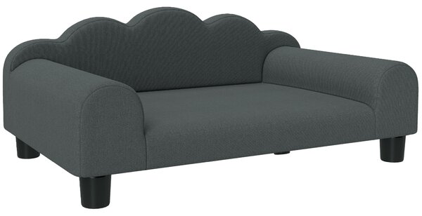 Divano per Cani 66x42x28,5 cm con Braccioli di Supporto in Legno Multistrato e Tessuto French Terry Grigio Scuro