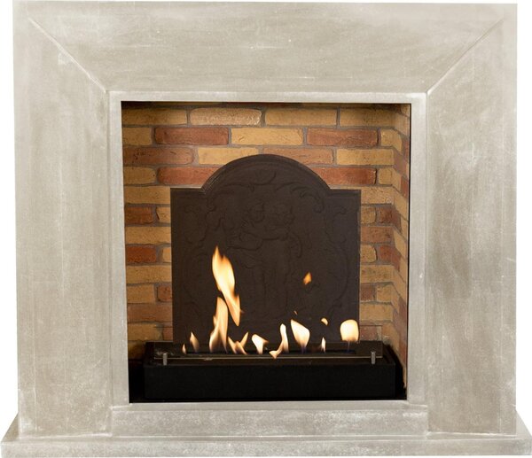 Caminetto a etanolo Xaralyn - Nero BME-SWP - pietra naturale levigata bianca - riscaldamento a 3 kW - caminetto da incasso incluso - caminetto decorativo