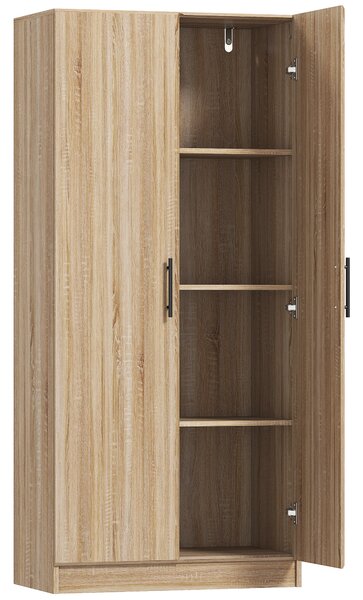 HOMCOM Credenza Cucina Moderna con 2 Ripiani Regolabili e Ante a Chiusura Ammortizzata, 75x40x165 cm, Legno | Aosom Italy