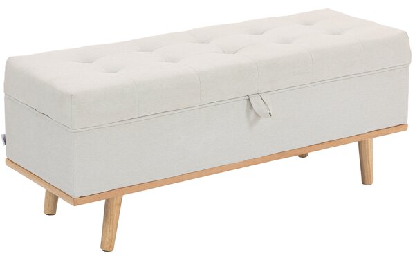 HOMCOM Panca Contenitore da 80L Imbottita con Rivestimento in Tessuto e Gambe in Legno, 118x42x45 cm, Crema | Aosom Italy
