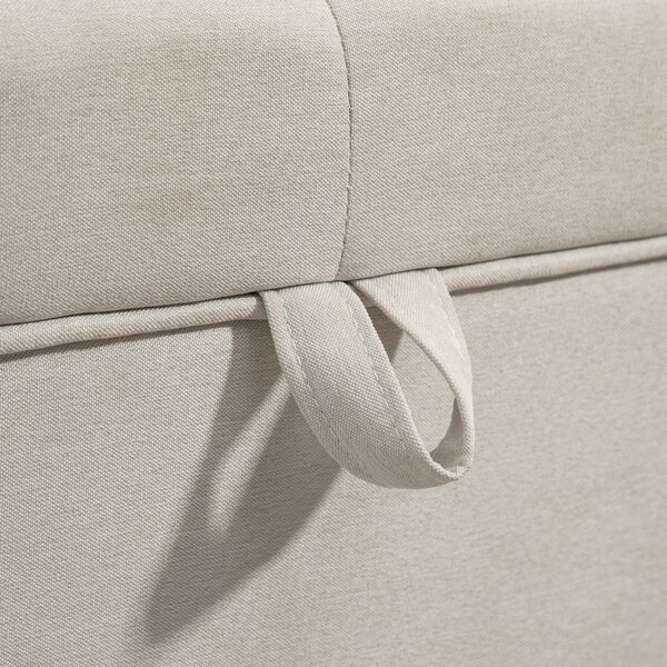 HOMCOM Panca Contenitore da 80L Imbottita con Rivestimento in Tessuto e Gambe in Legno, 118x42x45 cm, Crema | Aosom Italy
