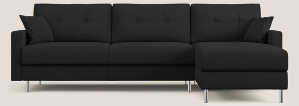 Megan divano letto angolare in microfibra smacchiabile T11 nero
