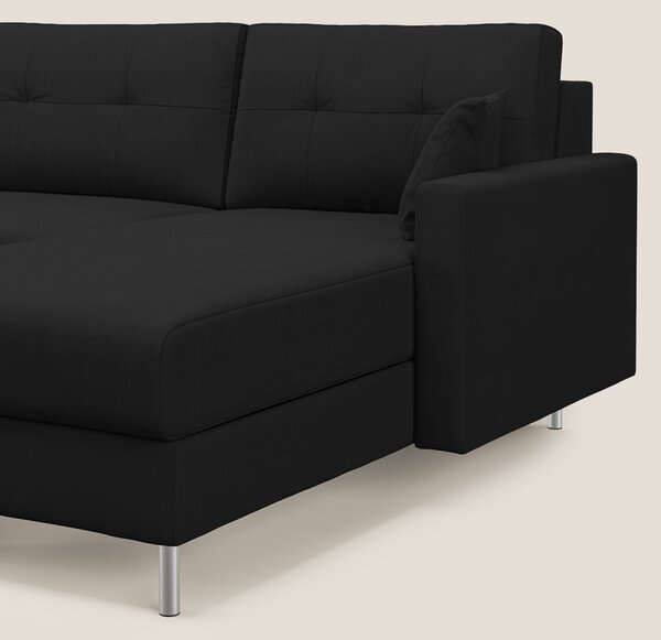 Megan divano letto angolare in microfibra smacchiabile T11 nero