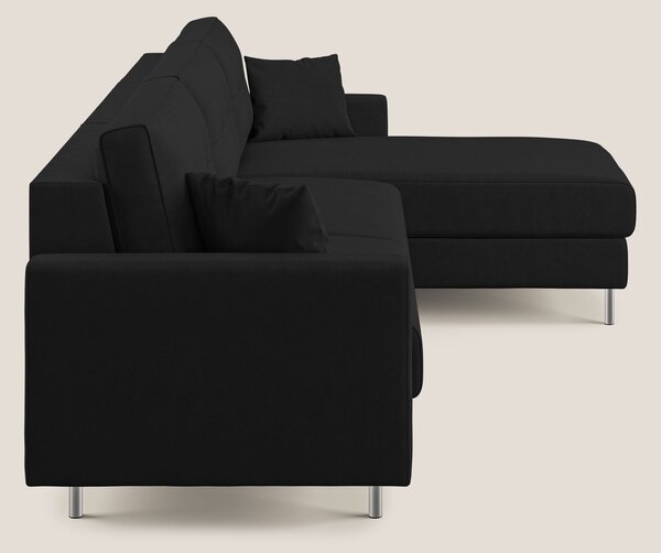 Megan divano letto angolare in microfibra smacchiabile T11 nero