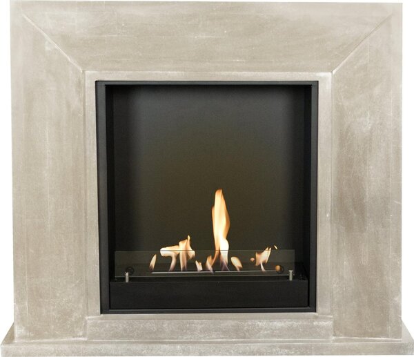 Caminetto a etanolo Xaralyn - Nero BIU-SWU - pietra naturale levigata bianca - riscaldamento a 3 kW - caminetto da incasso incluso - caminetto decorativo