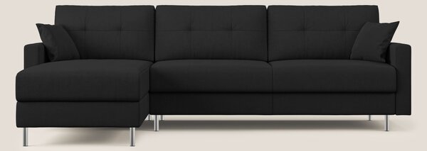 Megan divano letto angolare in microfibra smacchiabile T11 nero