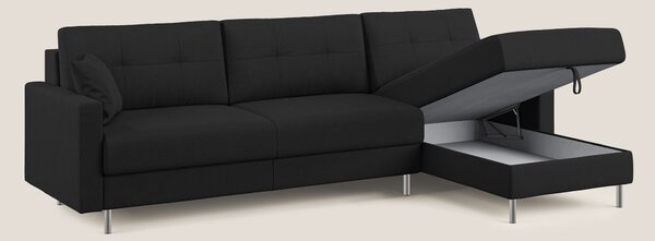 Megan divano letto angolare in microfibra smacchiabile T11 nero