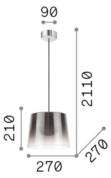 Sospensione Vintage-Decò Fade Metallo Ambra 1 Luce G9 3W 3000K Luce Calda