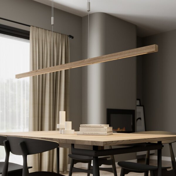 Lampada a sospensione Quitani, Nora, dimmerabile, Legno, Soggiorno, Legno, Moderno