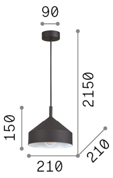 Sospensione Industrial-Minimal Yurta Metallo Bianco 1 Luce E27 D21