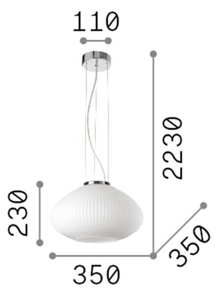 Sospensione Moderna Plisse' Metallo Cromo 1 Luce E27 D35Cm