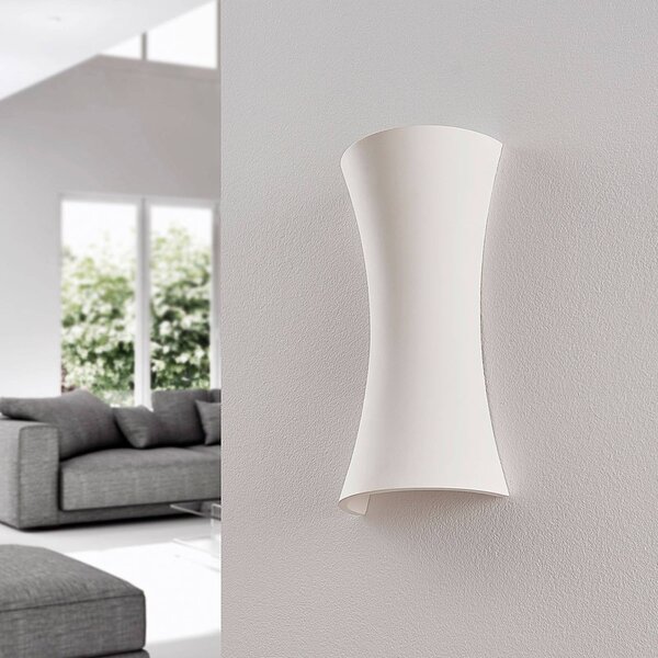 Applique da parete Edon Lindby, dimmerabile, Bianco / Opale, Camera da letto, Gesso / Argilla, Moderno, Applique