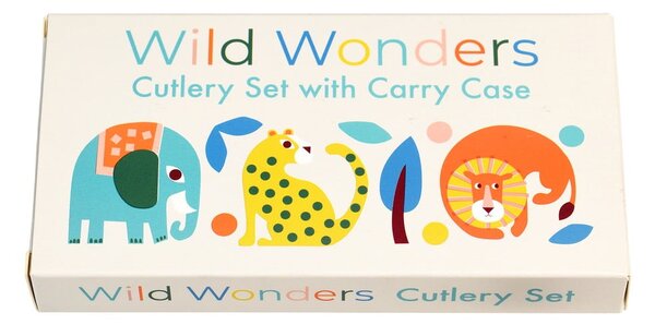 Posate per bambini color crema in acciaio inox 2 pz Wild Wonders – Rex London
