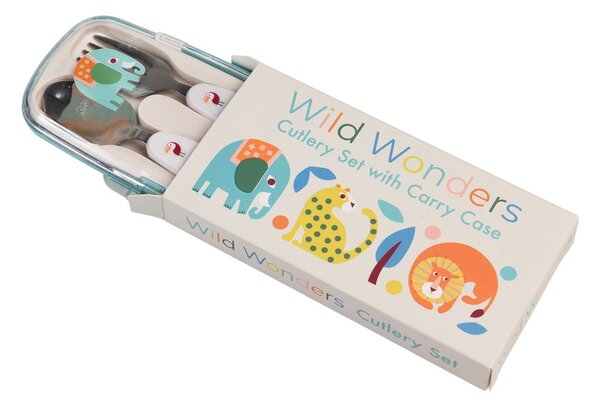 Posate per bambini color crema in acciaio inox 2 pz Wild Wonders – Rex London