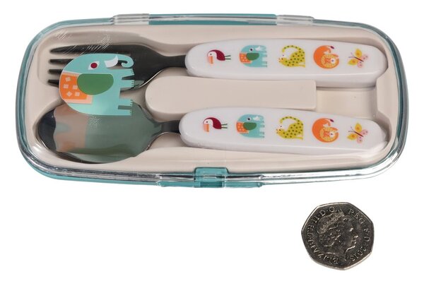 Posate per bambini color crema in acciaio inox 2 pz Wild Wonders – Rex London