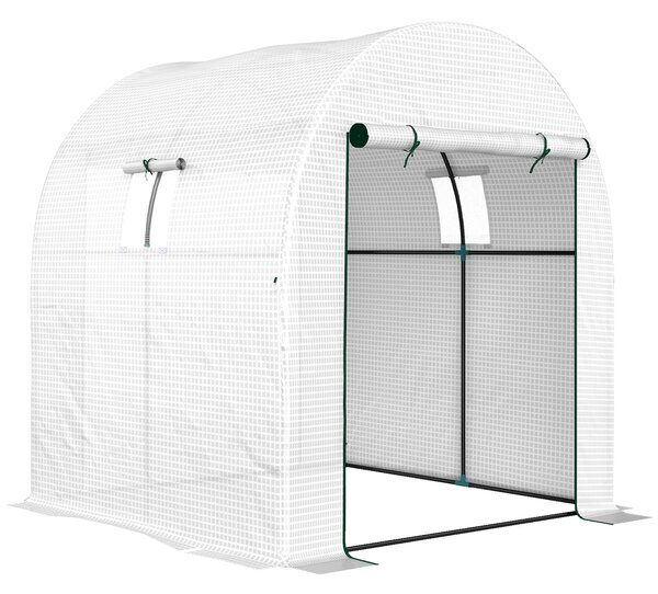 Outsunny Serra a Tunnel per Orto 1.8x1.8x2 m in Acciaio e PE Anti UV con Porte Avvolgibili e Finestre, Bianca | Aosom Italy
