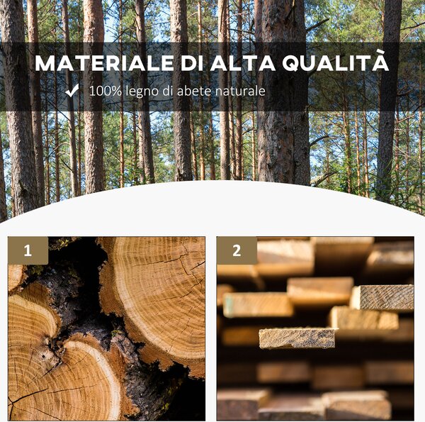 Outsunny Panchina da Giardino 2 Posti a Doghe con Gambe a Ruota di Carro, in Legno, 98x50x39.5 cm, color Legno | Aosom Italy