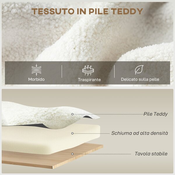 HOMCOM Poltrona Moderna con Spazio Contenitore a Scomparsa e Cuscino, Rivestimento in Pile Teddy, 76x77x95 cm, Crema | Aosom Italy