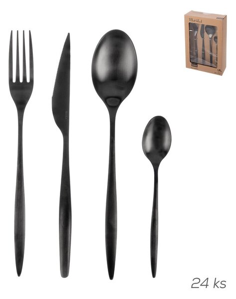 Posate nere in acciaio inox 24 pz – Orion