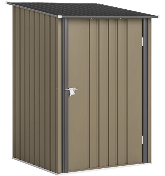 Outsunny Casetta da Giardino Porta Attrezzi in Acciaio Galvanizzato con Porta, 100x104x160 cm, Marrone e Grigio Scuro | Aosom Italy