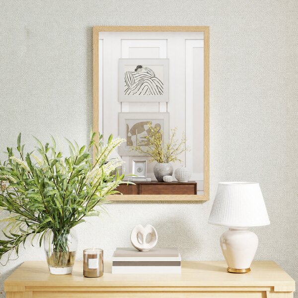 HOMCOM Specchio da Parete Rettangolare con Ganci, Specchio a Muro in Vetro e MDF, 40x60 cm, Color Legno | Aosom Italy