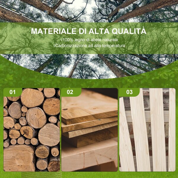 Outsunny Panchina da Giardino in Legno Stile Country con Braccioli a Ruota, 108x66x95cm, Legno Naturale | Aosom Italy
