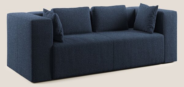 Nettuno divano moderno componibile in morbido tessuto bouclè T07 blu