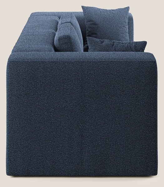 Nettuno divano moderno componibile in morbido tessuto bouclè T07 blu