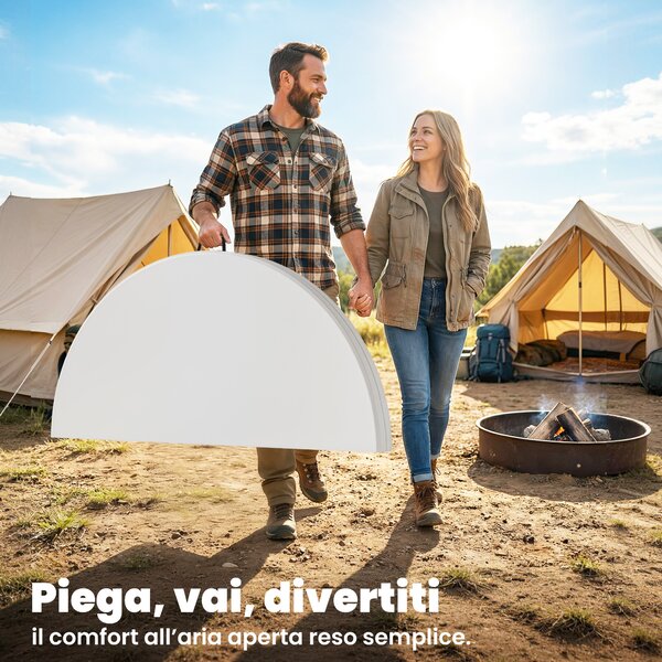 Outsunny Tavolo da Campeggio Tavolino da Esterno Pieghevole 120x120x74 cm Bianco | Aosom Italy