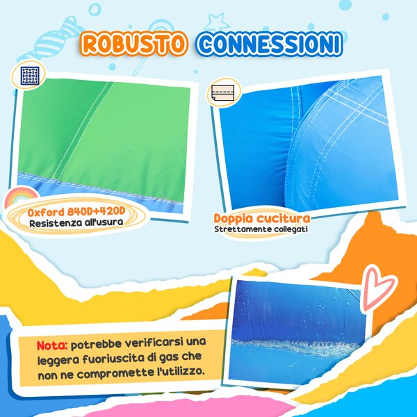 AIYAPLAY Castello Gonfiabile Trampolino 4 in 1, Scivolo, 415x205x190cm, Multicolore | Aosom Italy