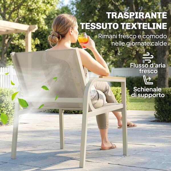 Outsunny Salotto da Giardino con un Divano a 2 posti, 2 Sedie e Tavolino da caffè, Verde | Aosom Italy