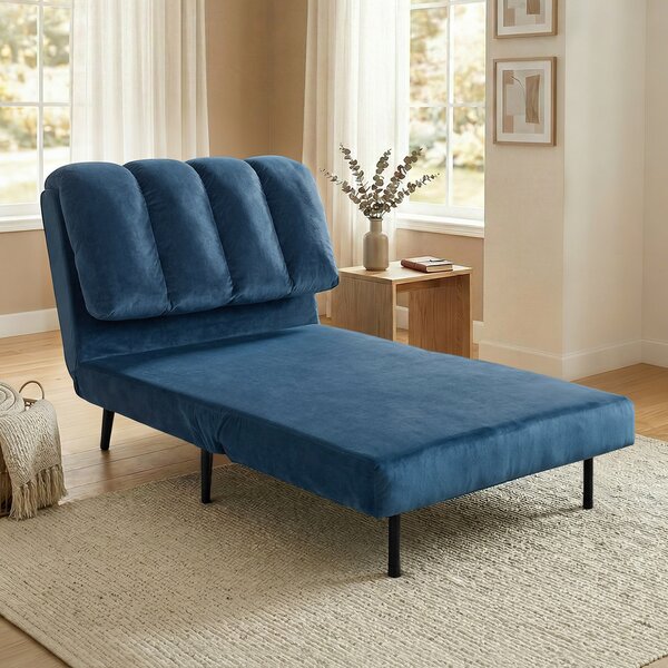 HOMCOM Poltrona Letto Pieghevole Trasformabile con Schienale Regolabile, Blu | Aosom Italy