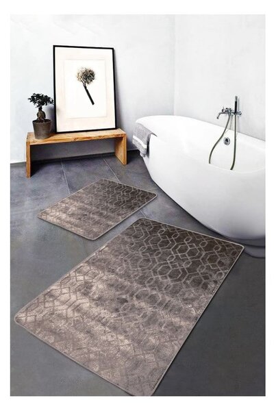 Set di tappetini per il bagno grigi in velluto 2 pz 60x100 cm – Mila Home