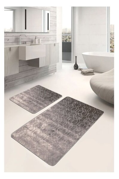 Set di tappetini per il bagno grigi in velluto 2 pz 60x100 cm – Mila Home