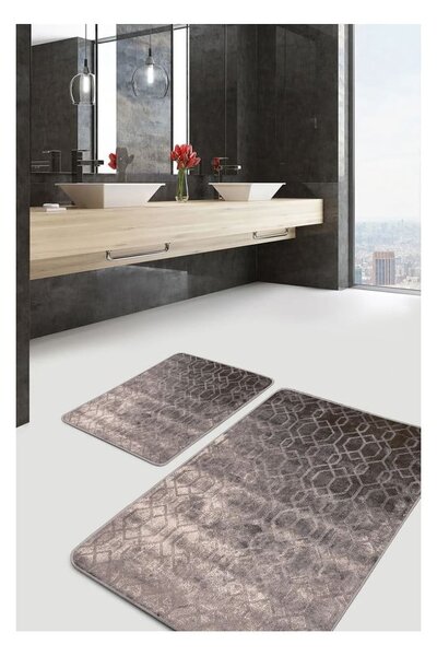 Set di tappetini per il bagno grigi in velluto 2 pz 60x100 cm – Mila Home