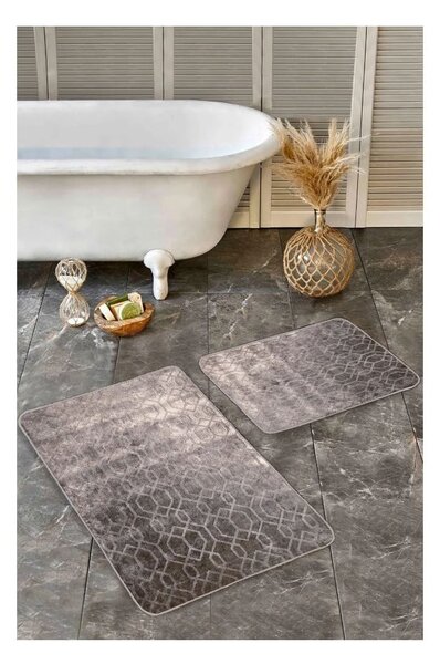 Set di tappetini per il bagno grigi in velluto 2 pz 60x100 cm – Mila Home