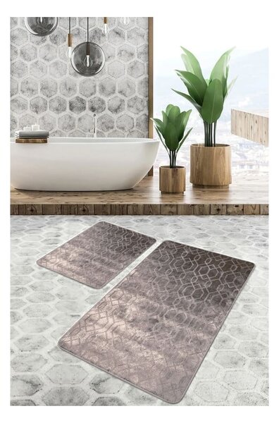 Set di tappetini per il bagno grigi in velluto 2 pz 60x100 cm – Mila Home