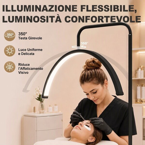 HOMCOM Lampada da Terra LED con Testa a Mezza Luna, Altezza e Temperatura Colore Regolabili, Telecomando, Nero | Aosom Italy