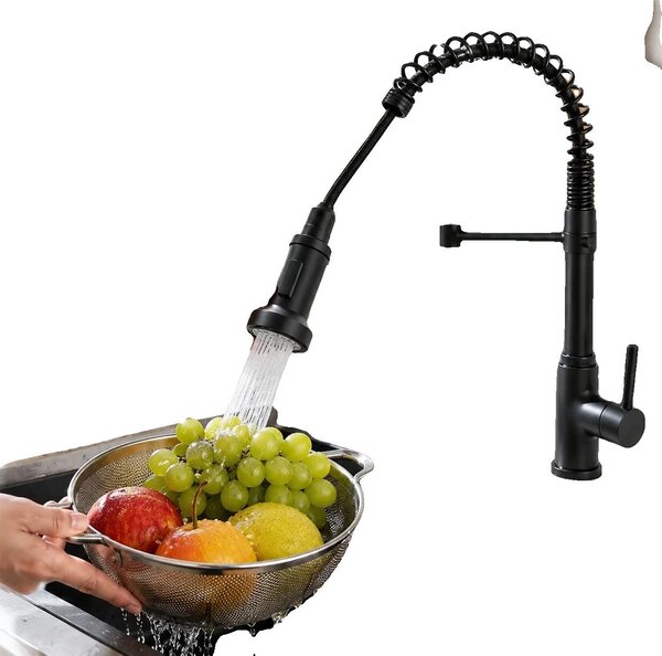 Rubinetto da cucina, tubo estensibile, orientabile a 360°, monocomando, acciaio inossidabile, cartuccia in Vetroceramica