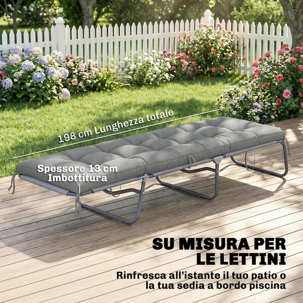 Outsunny Cuscino Poltrona Patio con Cinghie, Grigio Chiaro | Aosom Italy