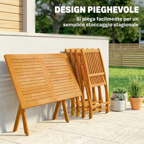 Outsunny Set da Pranzo da Giardino 5 Pezzi, Tavolo e 4 Sedie Pieghevoli | Aosom Italy
