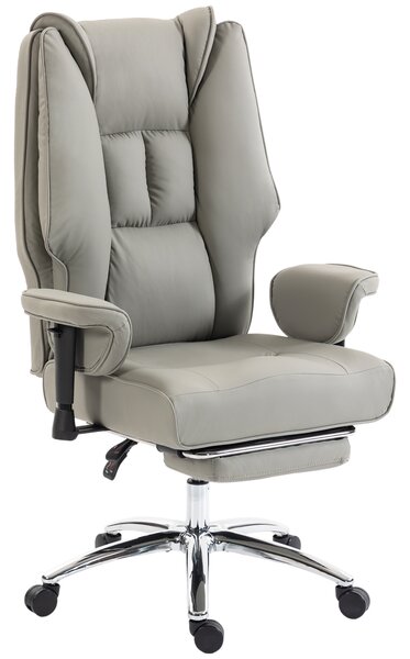 HOMCOM Sedia da Ufficio Ergonomica Reclinabile con Poggiapiedi, Schienale Alto, Altezza Regolabile, Grigio Chiaro | Aosom Italy