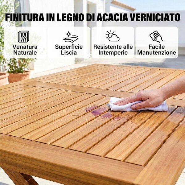 Outsunny Set da Pranzo da Giardino 5 Pezzi, Tavolo e 4 Sedie Pieghevoli | Aosom Italy