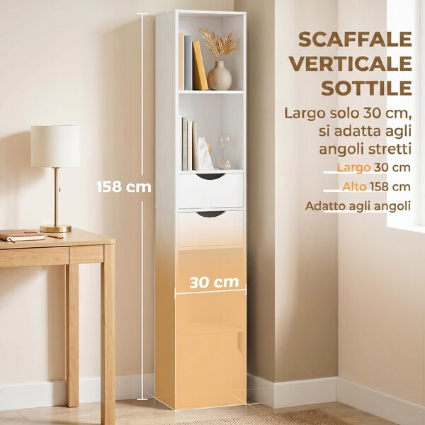 HOMCOM Libreria con Cassetti e Ripiano Regolabile, Bianco | Aosom Italy