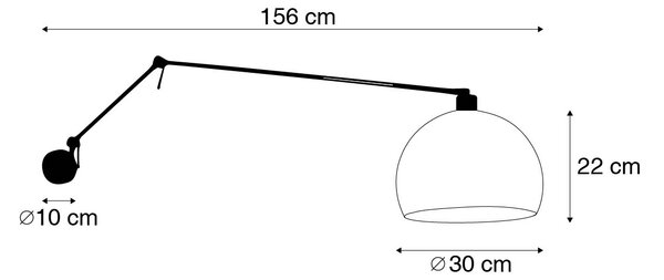 Lampada da parete nera con paralume bianco 30 cm regolabile - Blitz