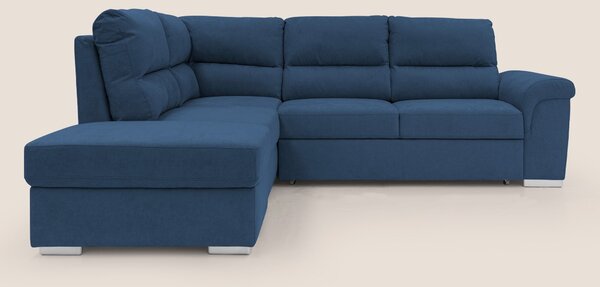 Minerva divano angolare con estraibile a cassettone e pouf contenitore
