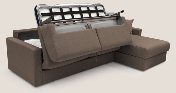 Chris Divano letto angolare 5 posti in tessuto impermeabile T13 marron