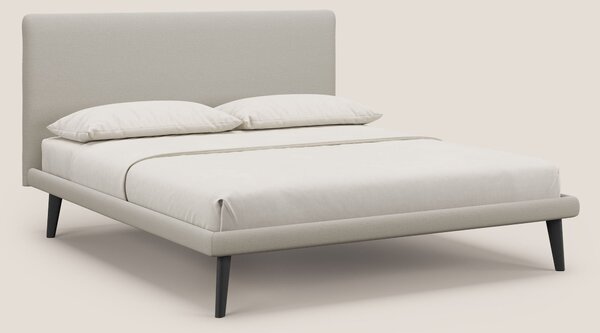 Noel letto minimal scandinavo con piedi in mogano e tessuto fiammato i